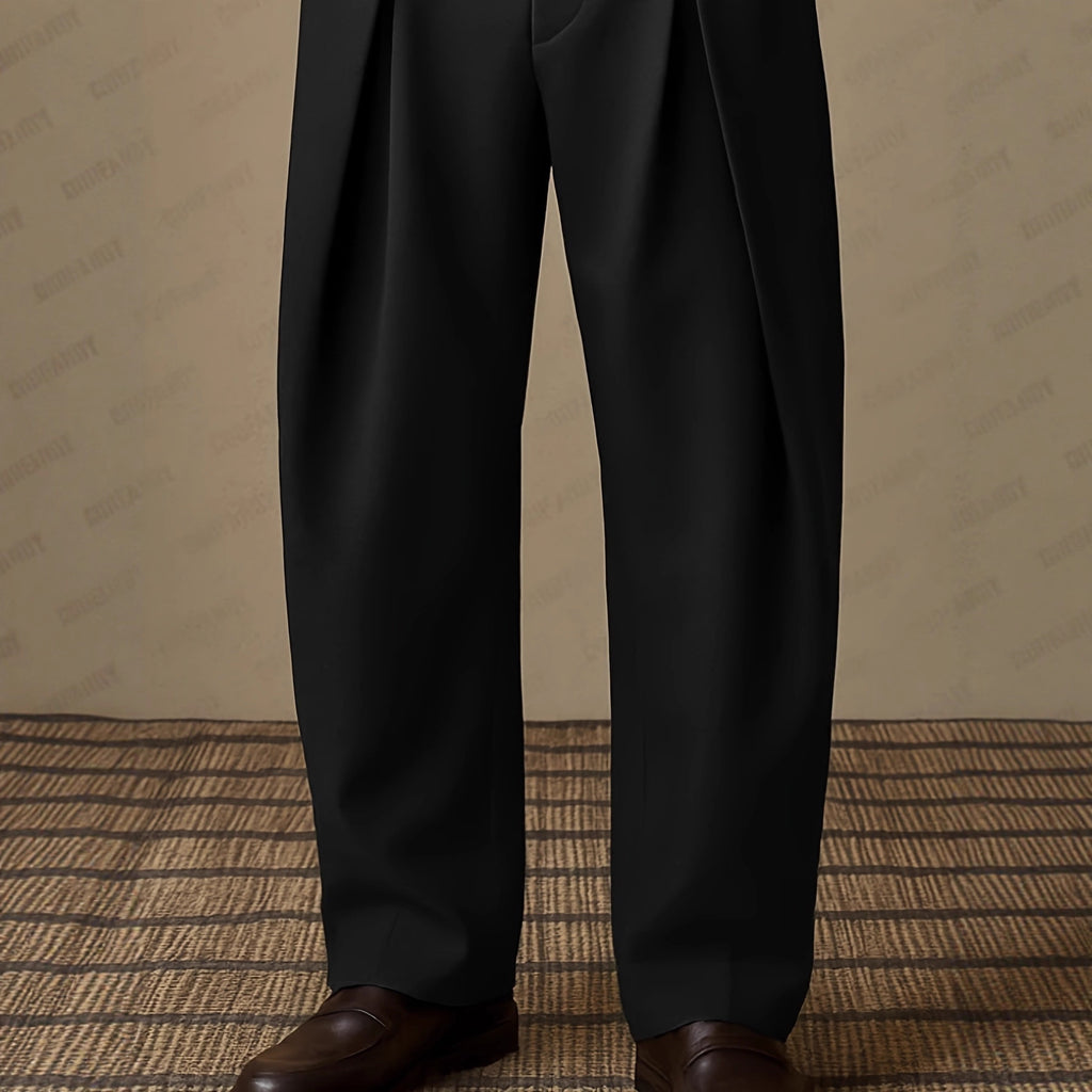 Pantalones de vestir casuales de color liso con bolsillos