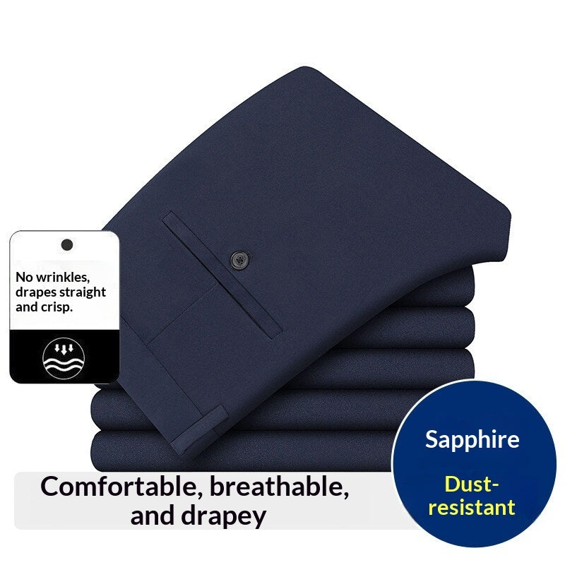 Pantalones casuales elásticos para hombre, holgados, resistentes a las arrugas y sin planchado