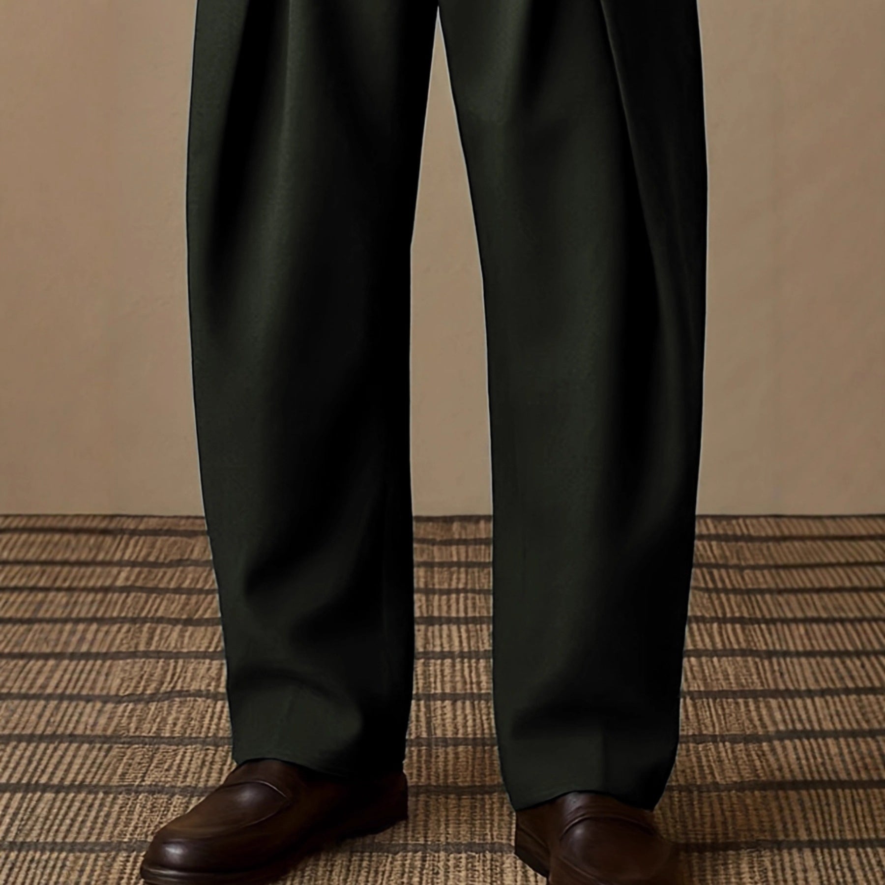 Pantalones de vestir casuales de color liso con bolsillos