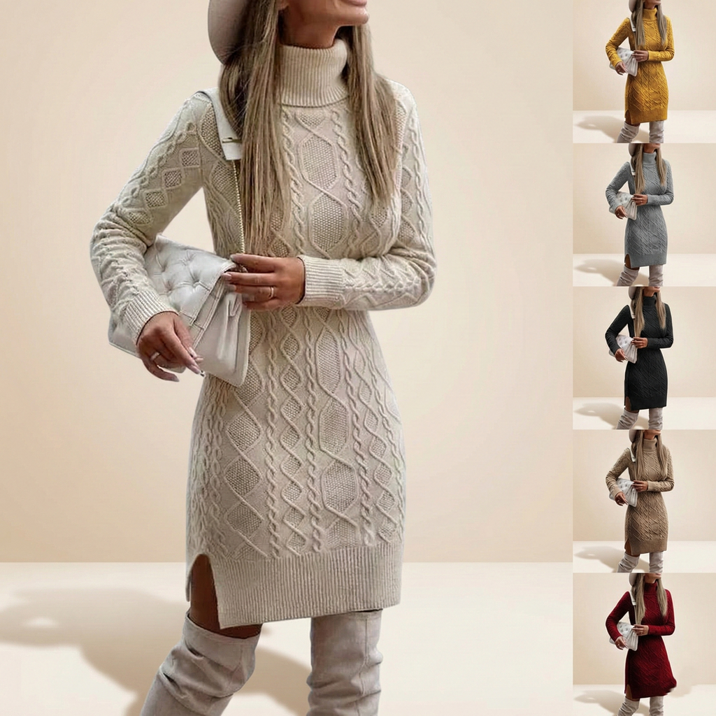 Vestido de cuello alto de moda de invierno