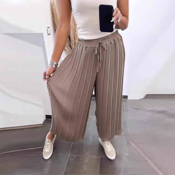 Pantalones plisados de talle alto estilo casual