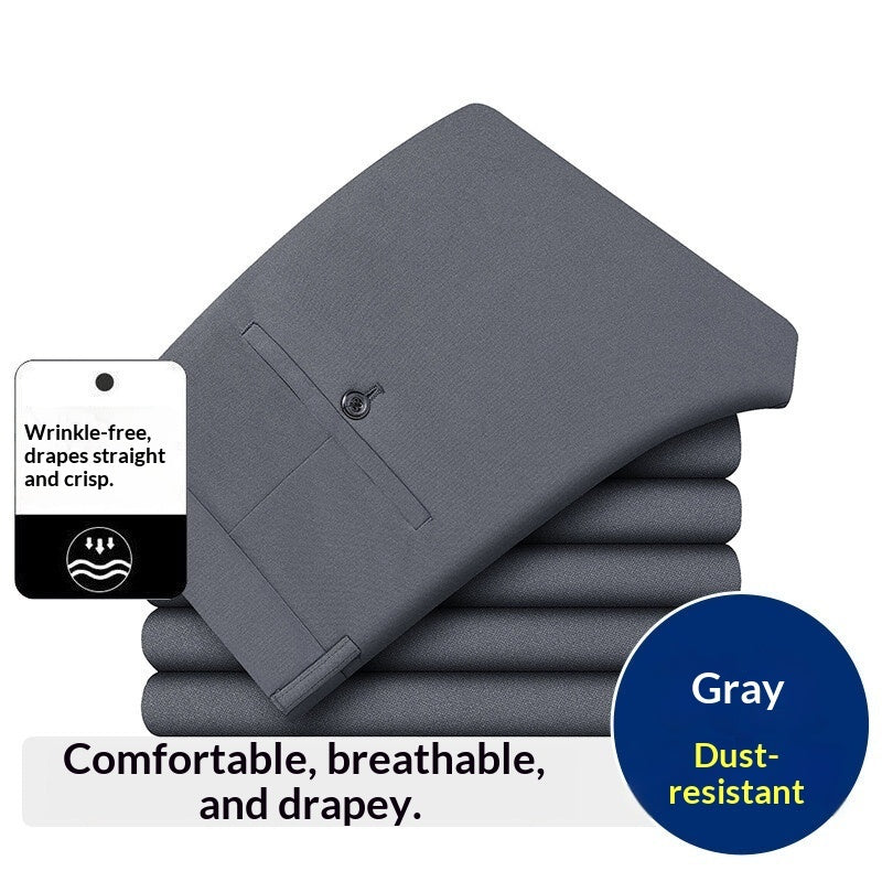 Pantalones casuales elásticos para hombre, holgados, resistentes a las arrugas y sin planchado