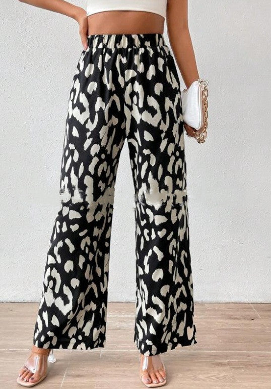 Pantalones con estampado de leopardo y bolsillos para mujer