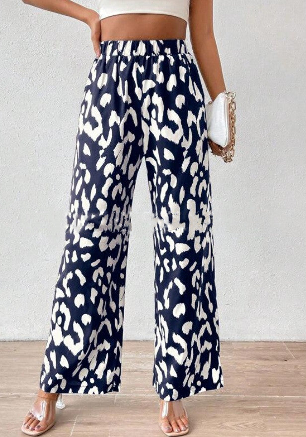Pantalones con estampado de leopardo y bolsillos para mujer